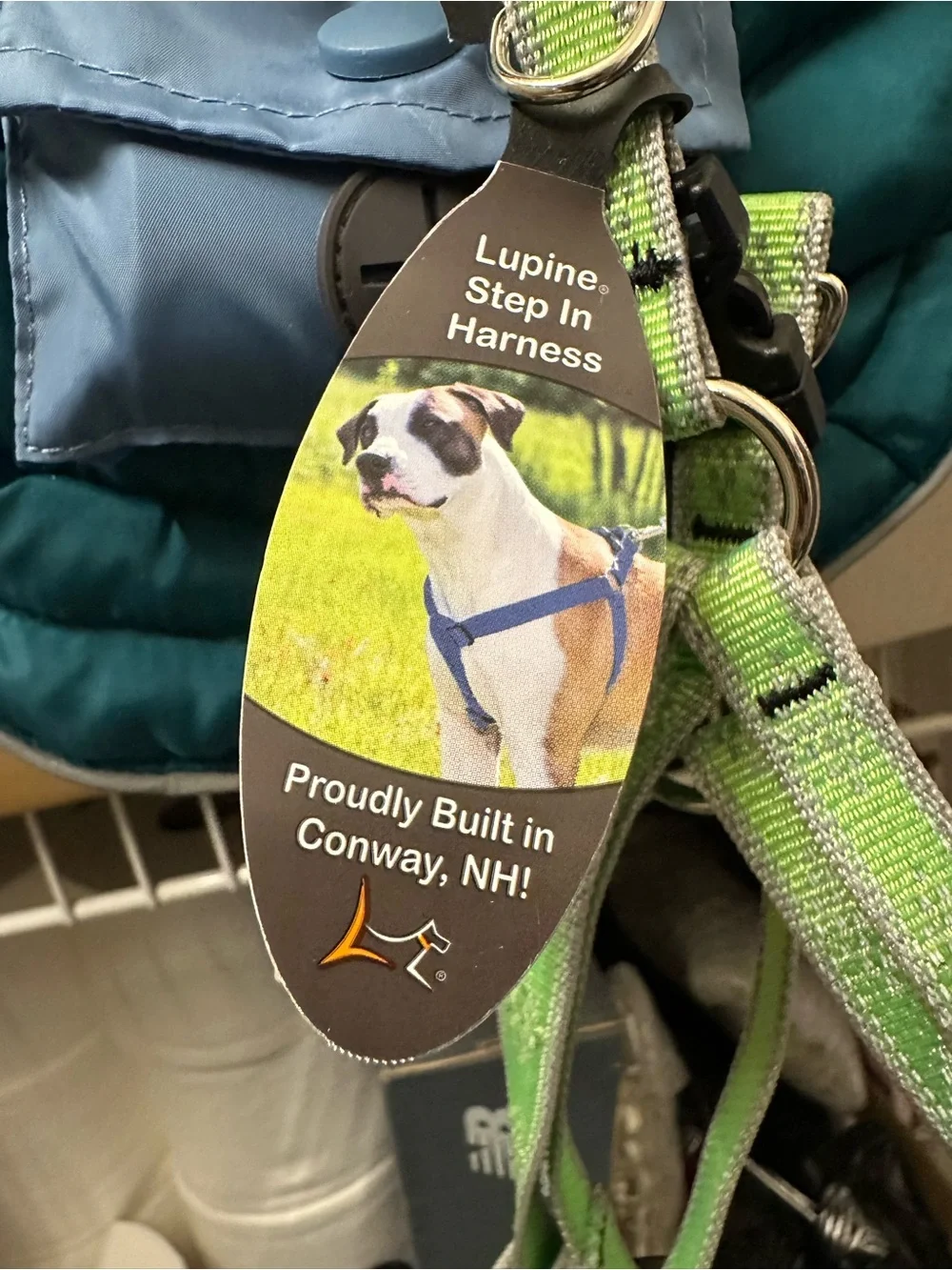 2 Reflective Step-In Dog Harness - Neon Green Lupine 12-18 inch